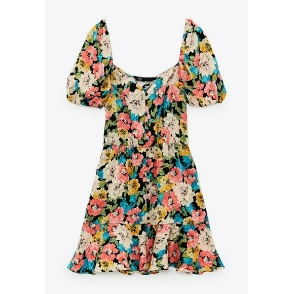 ZARA // silky floral flounce dress - Picture 7 of 14